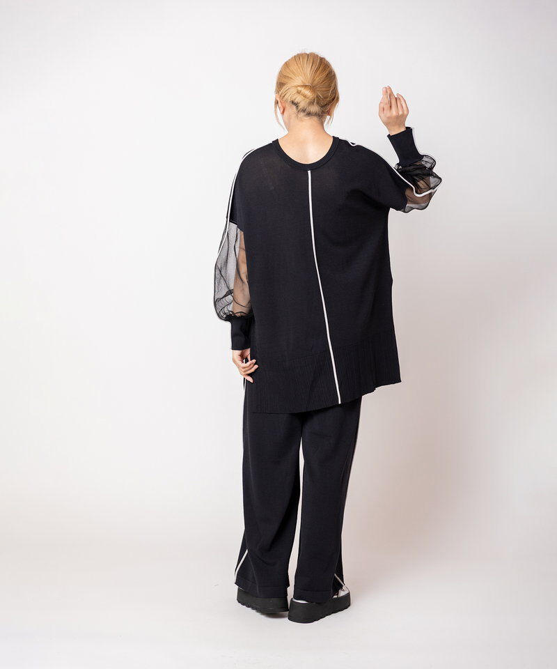  「2WAY配色ラインニットプルオーバー」|Tシャツ・カットソー|