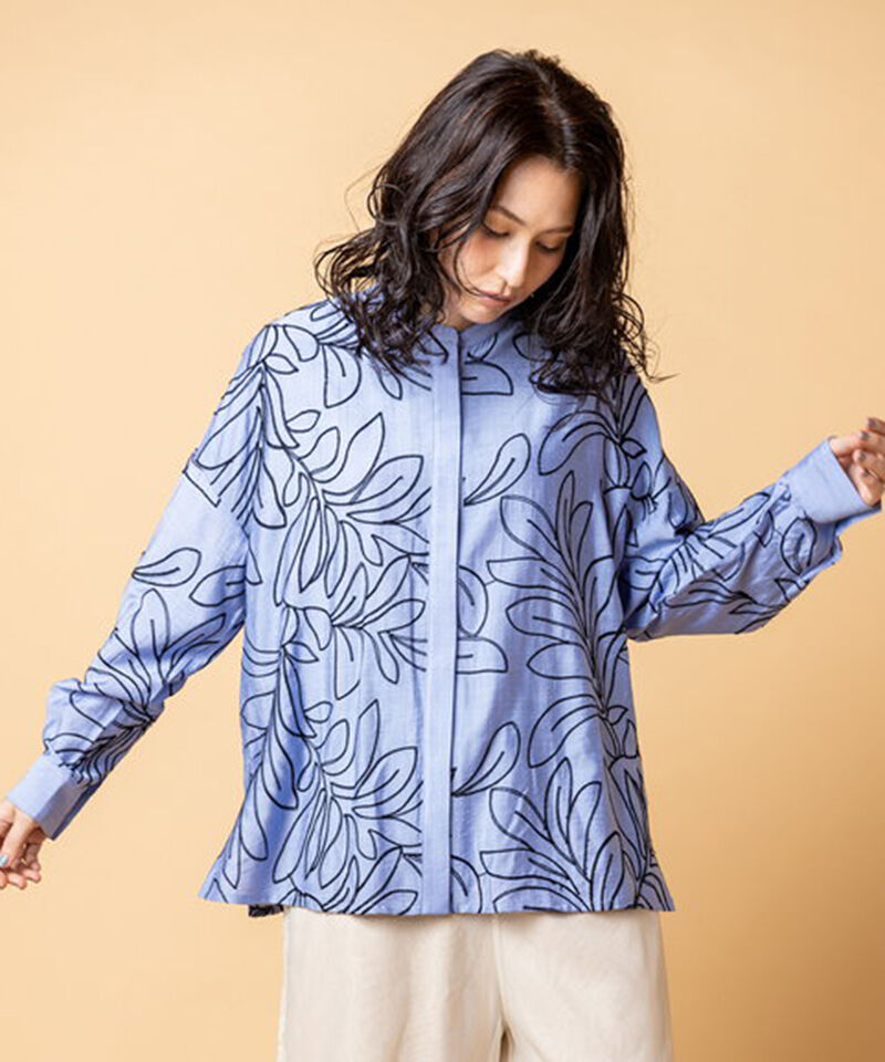  「エンブロイダリー比翼シャツ」|シャツ・ブラウス|BLUE