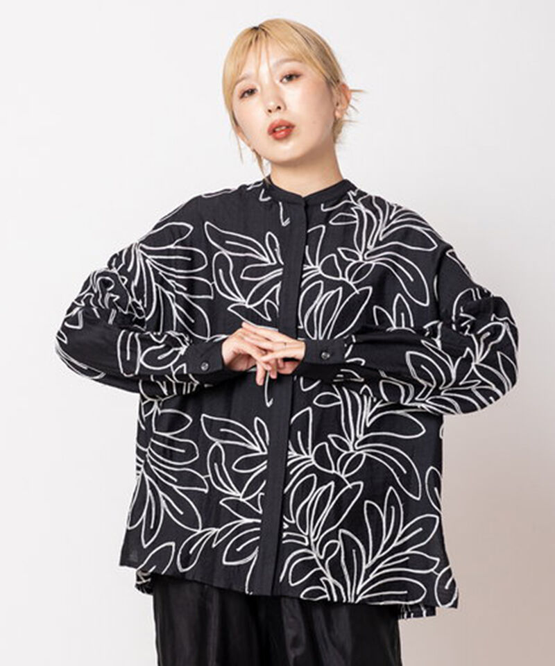  「エンブロイダリー比翼シャツ」|シャツ・ブラウス|BLACK