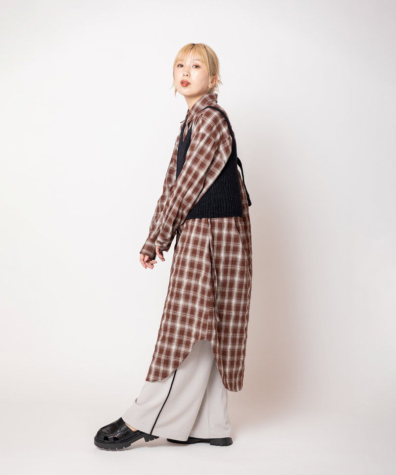  「2WAYチェックロングシャツブラウス」|シャツ・ブラウス|