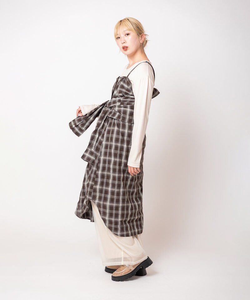  「2WAYチェックロングシャツブラウス」|シャツ・ブラウス|