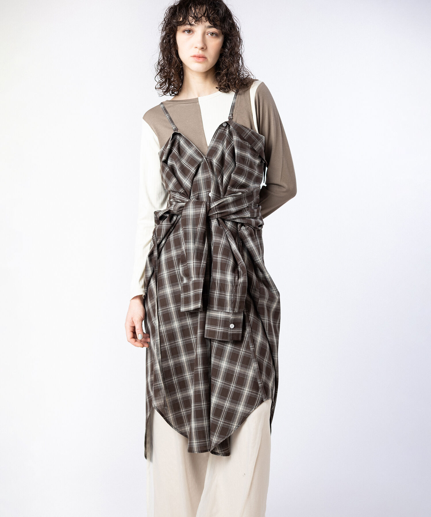  「2WAYチェックロングシャツブラウス」|シャツ・ブラウス|