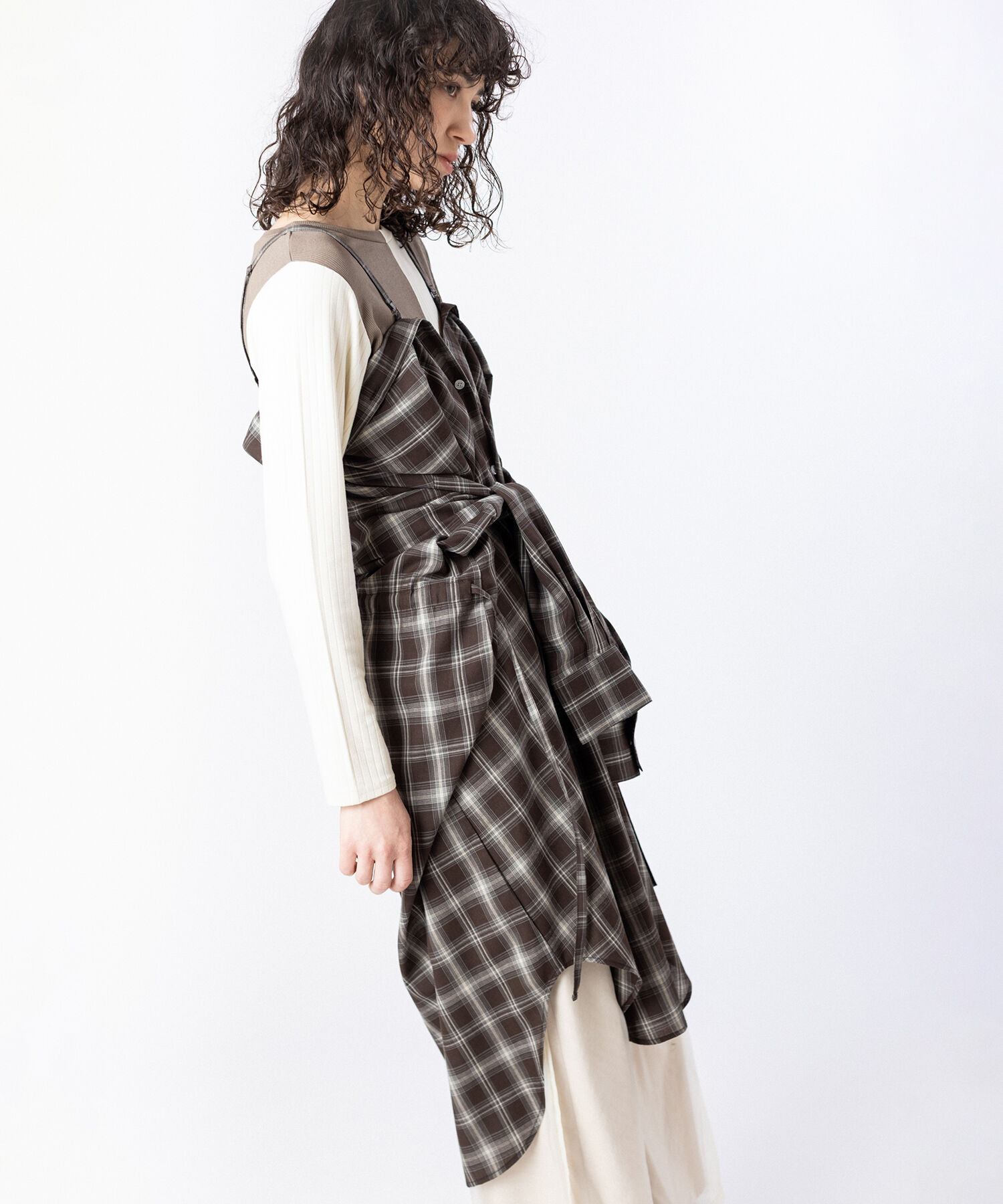  「2WAYチェックロングシャツブラウス」|シャツ・ブラウス|