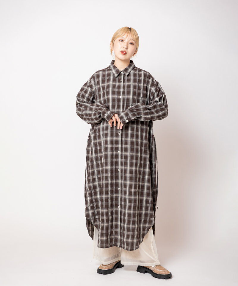  「2WAYチェックロングシャツブラウス」|シャツ・ブラウス|