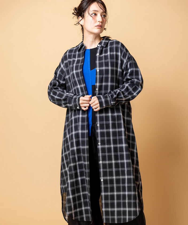  「2WAYチェックロングシャツブラウス」|シャツ・ブラウス|BLACK