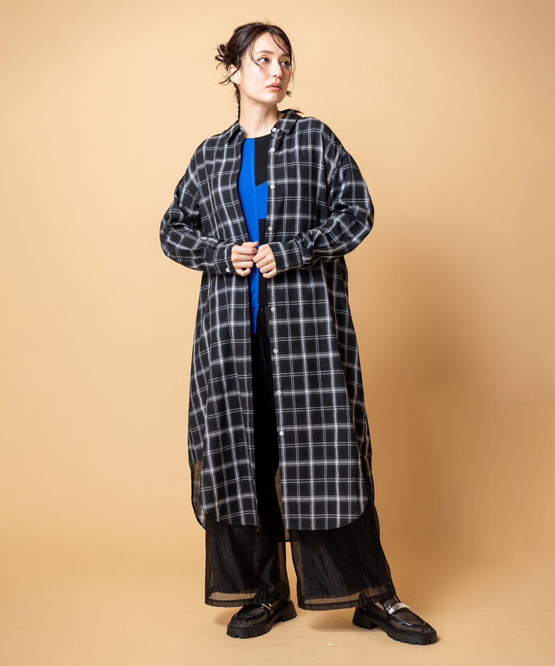  「2WAYチェックロングシャツブラウス」|シャツ・ブラウス|