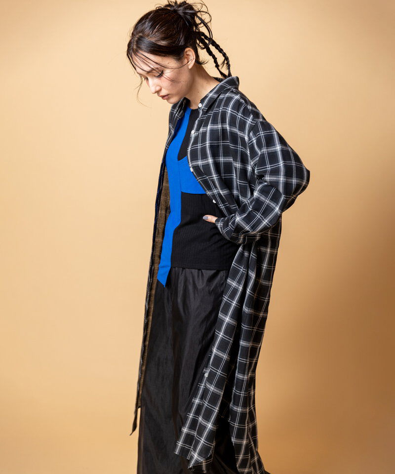  「2WAYチェックロングシャツブラウス」|シャツ・ブラウス|