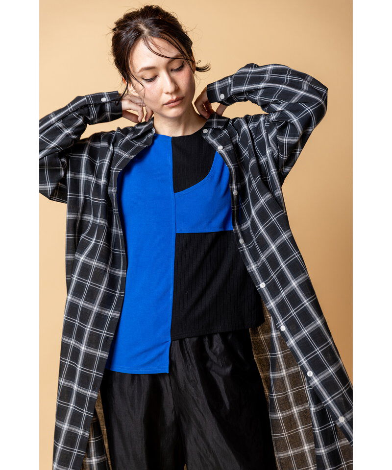  「2WAYチェックロングシャツブラウス」|シャツ・ブラウス|