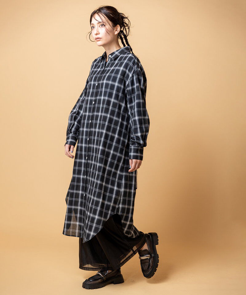  「2WAYチェックロングシャツブラウス」|シャツ・ブラウス|
