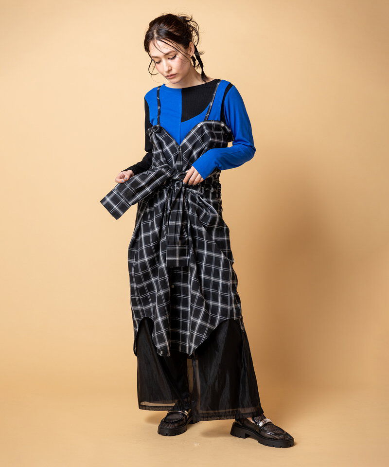  「2WAYチェックロングシャツブラウス」|シャツ・ブラウス|