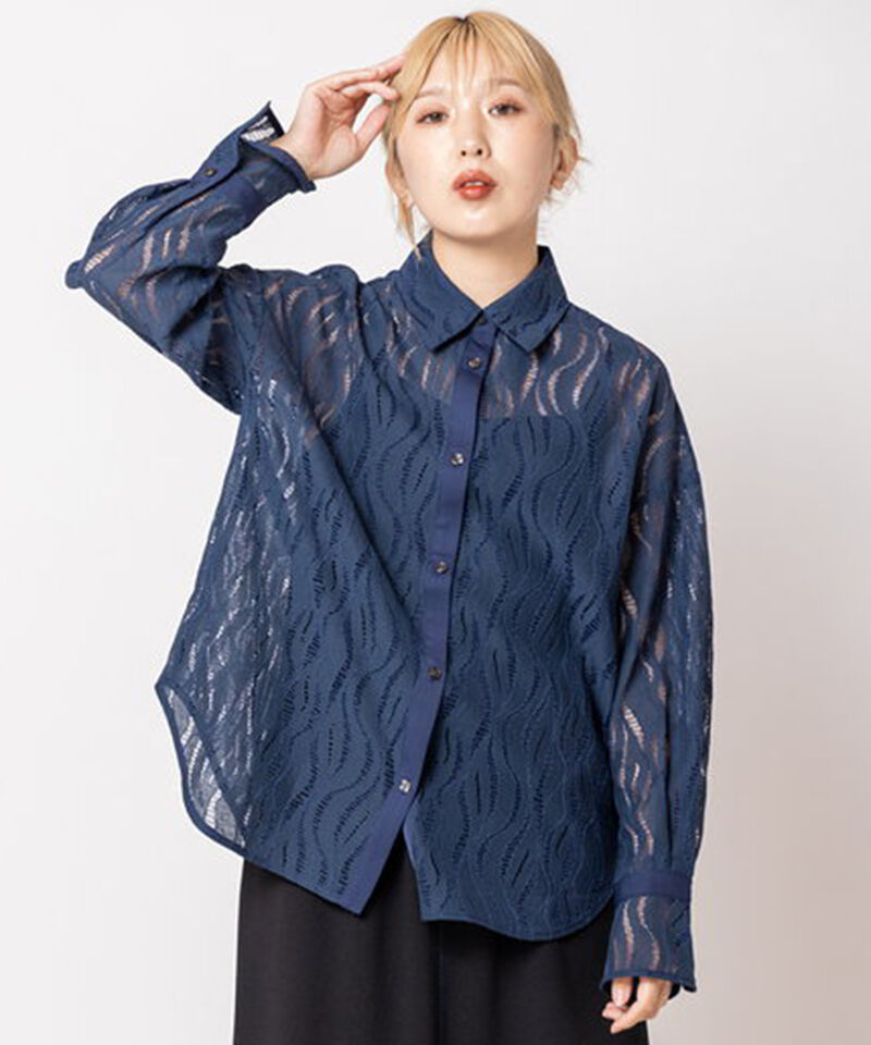  「レースブラウス」|シャツ・ブラウス|NAVY