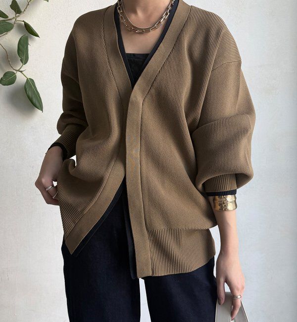  「バイカラーVカーディガン」|カーディガン|