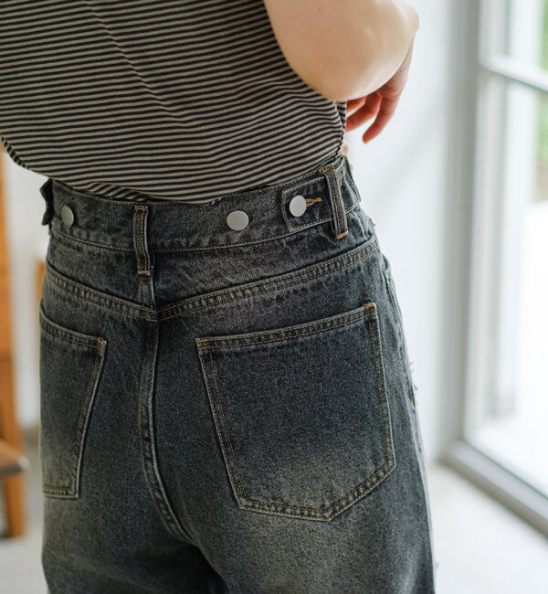  「【低身長サイズ/2サイズ展開/ウエスト調節可】レースデニムパンツ」|デニム|