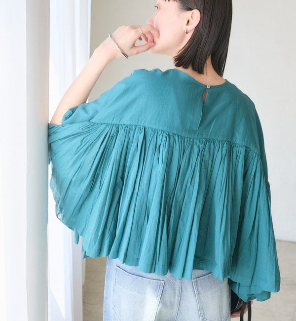  「予約【着映え】ギャザーボリュームブラウス」|シャツ・ブラウス|ブルー
