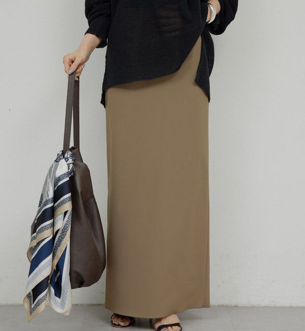  「【新色登場！】【3サイズ展開】ストレッチマキシタイトスカート2」|スカート|キャメル