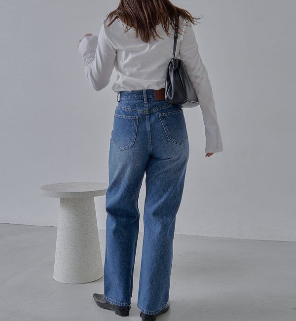  「【コラボ限定カラー/ホワイト・ベージュ】13ozハイウエストストレートデニム」|デニム|