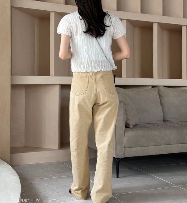  「【コラボ限定カラー/ホワイト・ベージュ】13ozハイウエストストレートデニム」|デニム|