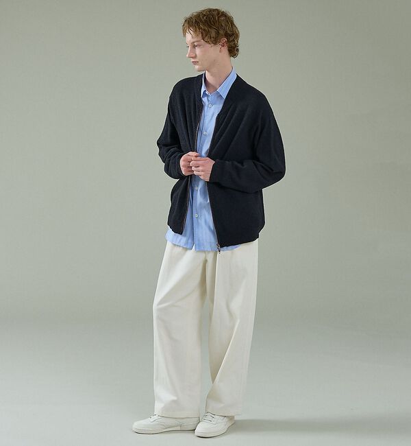 ABAHOUSE「コットンブークレー ダブルZIP ニットブルゾン / クルーカーディガン」|カーディガン|