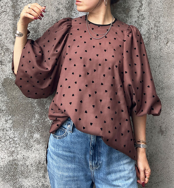 Rouge vif「ハートフロッキーブラウス」|シャツ・ブラウス|ブラウン