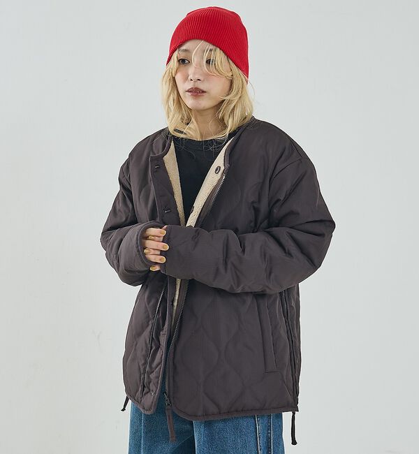 NOMINE「【TAION】ミリタリー リバーシブル クルーネック ダウンジャケット / ブル」|ダウン|