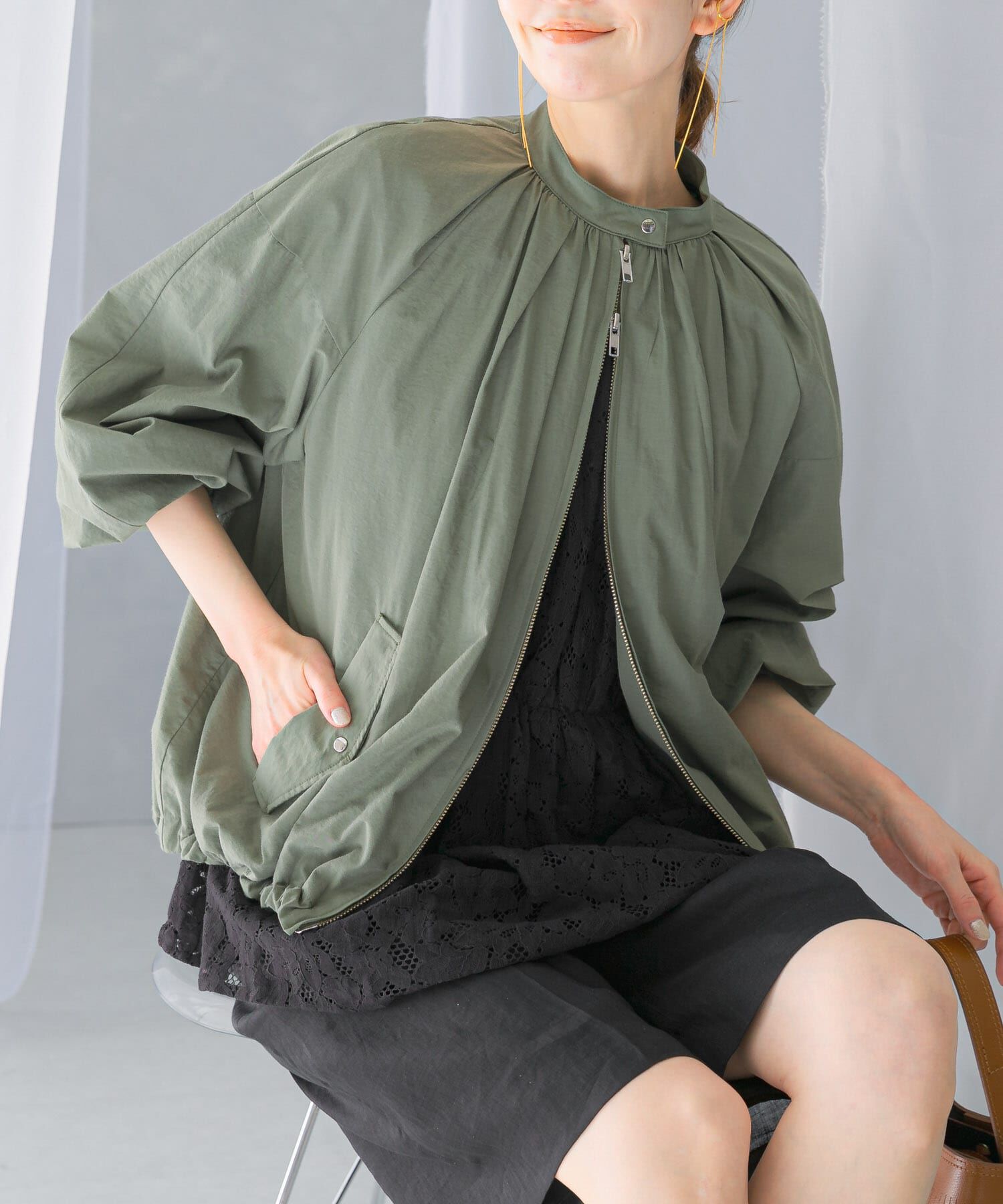 URBAN RESEARCH ROSSO「ギャザーボリュームブルゾン」|ブルゾン・スタジャン|