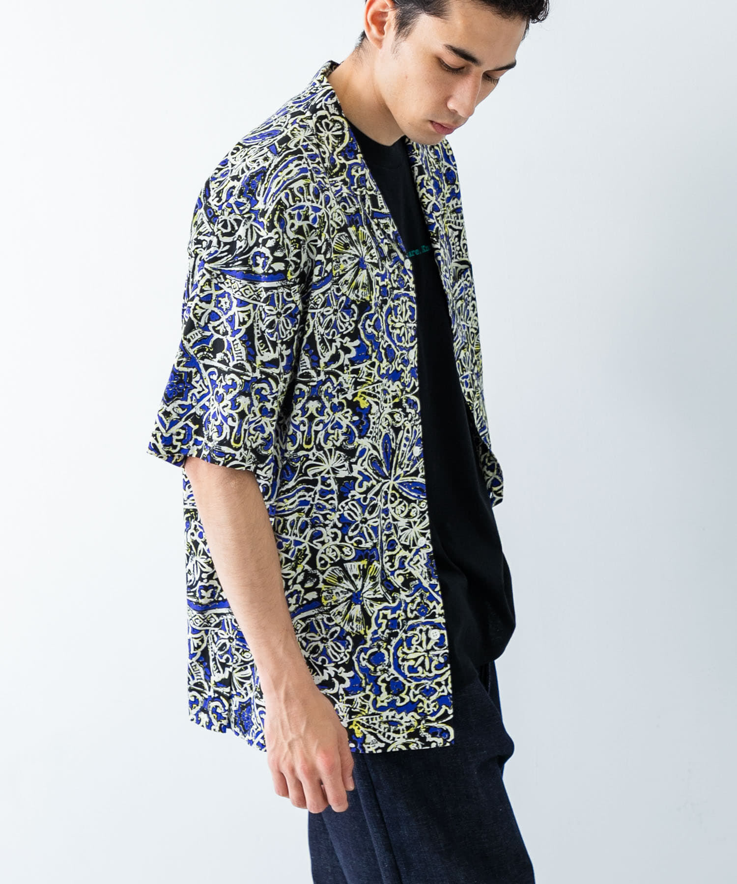 URBAN RESEARCH「LONGCHAMP PRINT SHIRTS」|シャツ・ブラウス|ブルー系その他