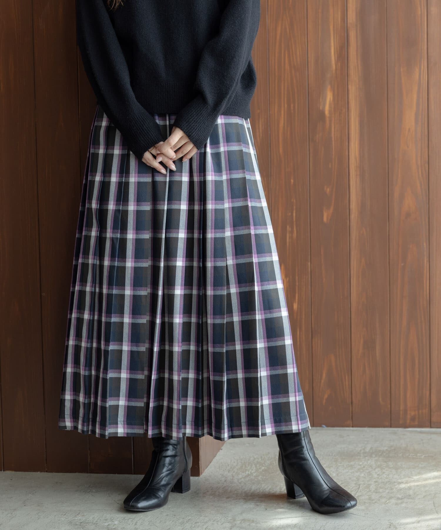 Sonny Label 「チェックプリーツイージースカート」|スカート|ブラウン系その他