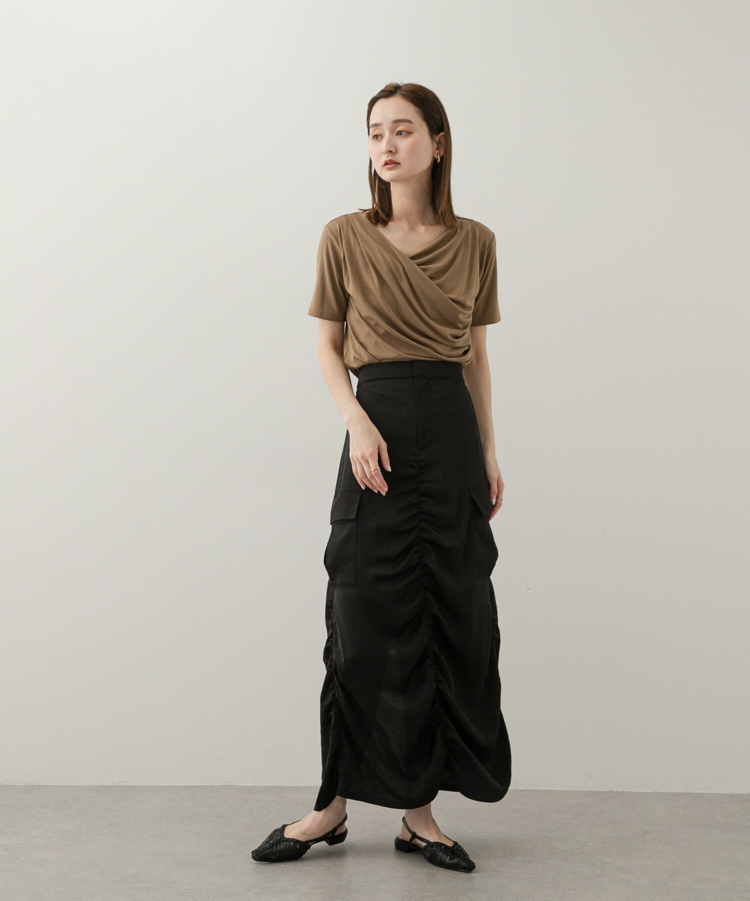 SENSE OF PLACE by URBAN RESEARCH「アシメドレープトップ(半袖)」|Tシャツ・カットソー|