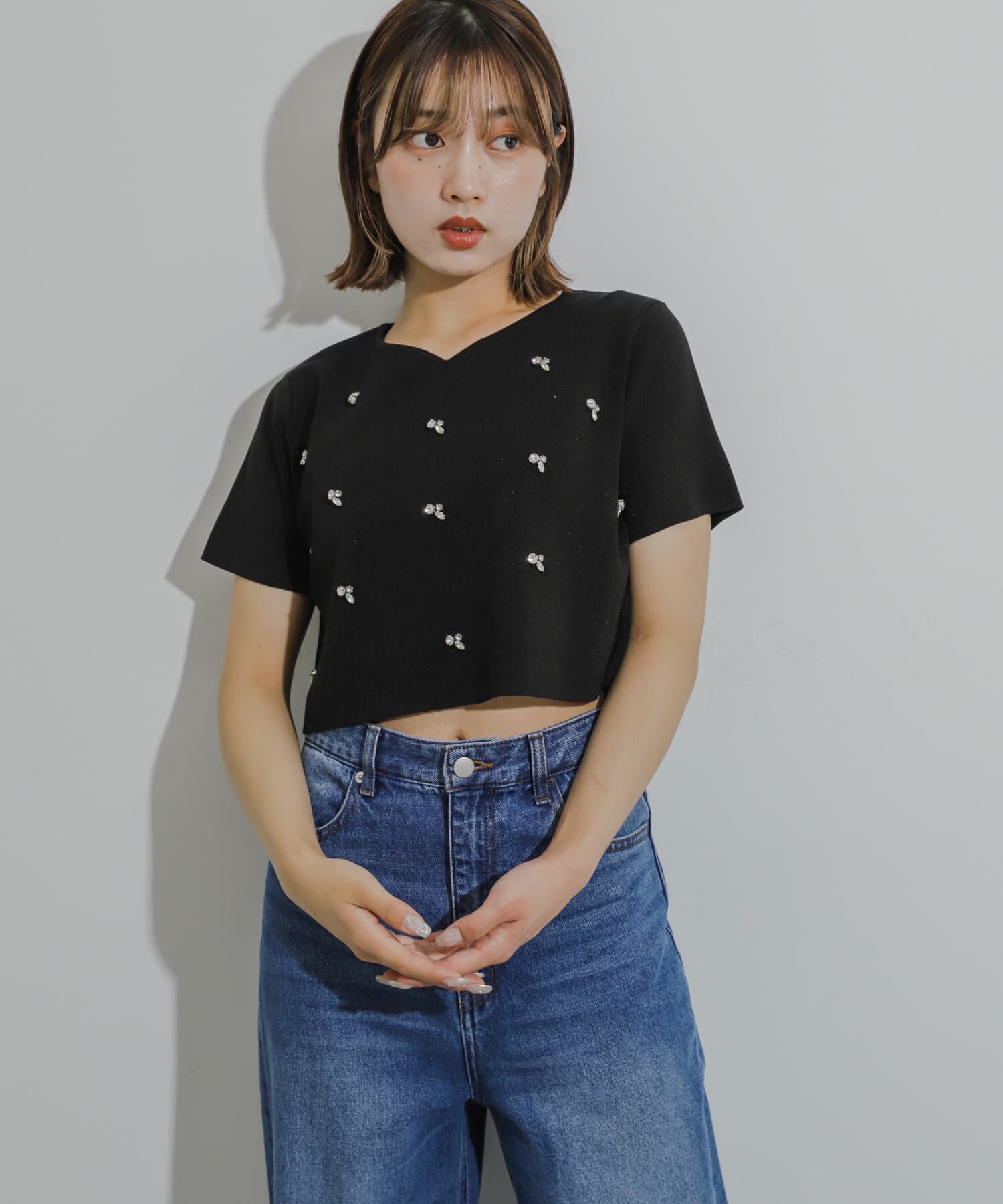 SENSE OF PLACE by URBAN RESEARCH「ハートネックビジューセーター」|ニット・セーター|