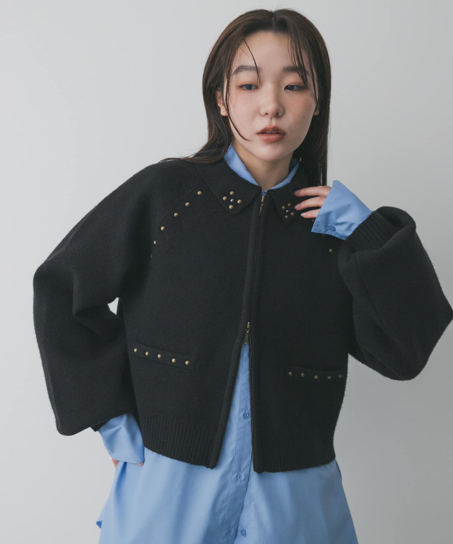 SENSE OF PLACE by URBAN RESEARCH「『洗濯可』スタッズデザインカーディガン」|カーディガン|