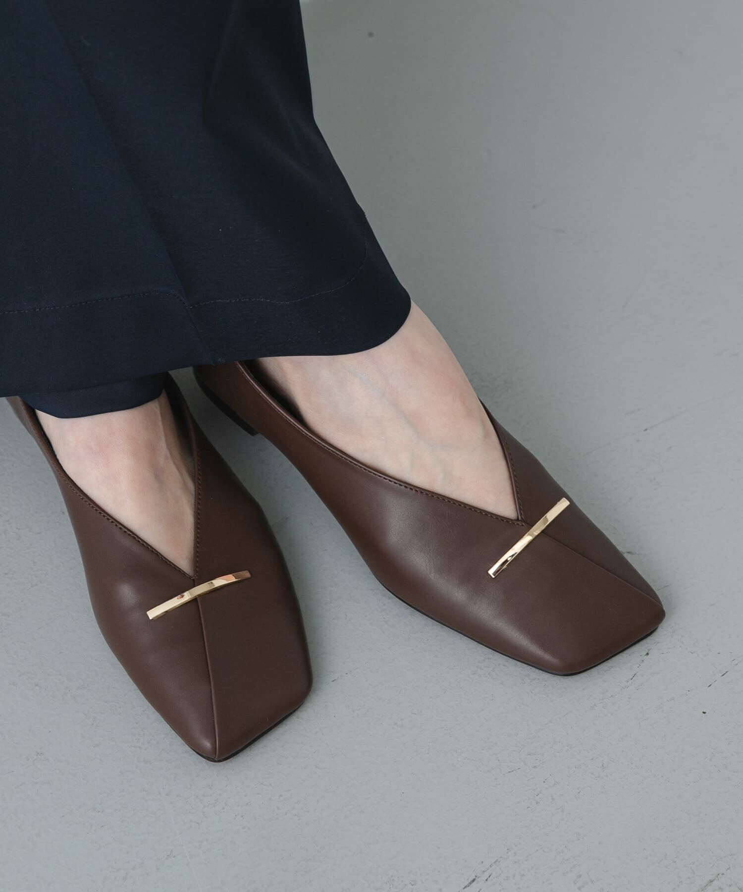 SENSE OF PLACE by URBAN RESEARCH「『抗菌』スクエアカットフラットシューズ」|その他|ブラウン