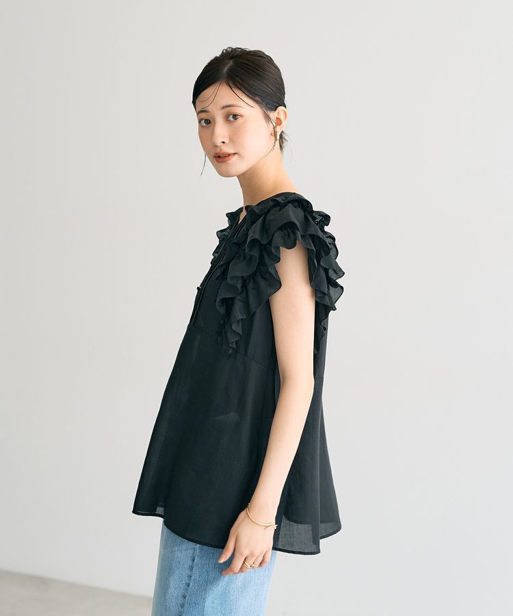 YECCA VECCA「ラッフルVネックブラウス」|シャツ・ブラウス|