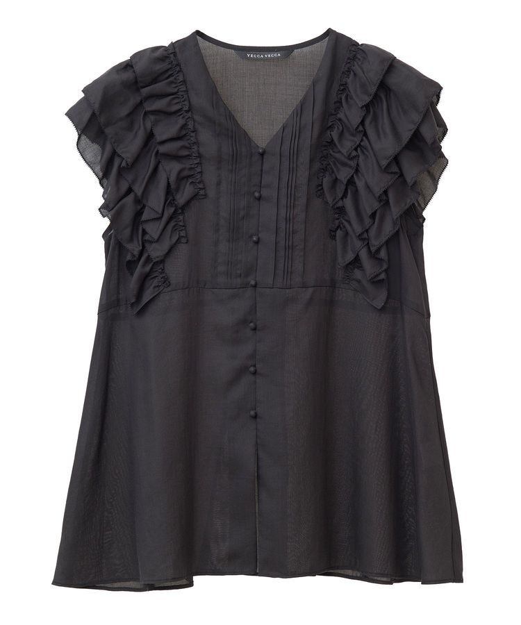 YECCA VECCA「ラッフルVネックブラウス」|シャツ・ブラウス|