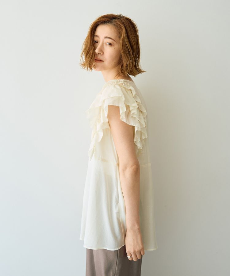 YECCA VECCA「ラッフルVネックブラウス」|シャツ・ブラウス|
