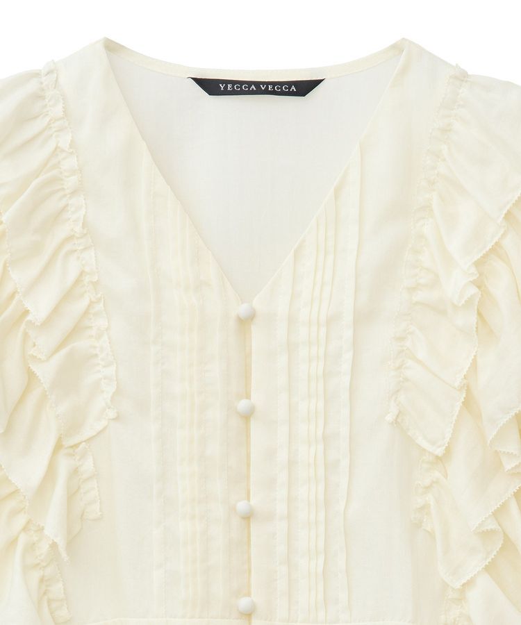 YECCA VECCA「ラッフルVネックブラウス」|シャツ・ブラウス|
