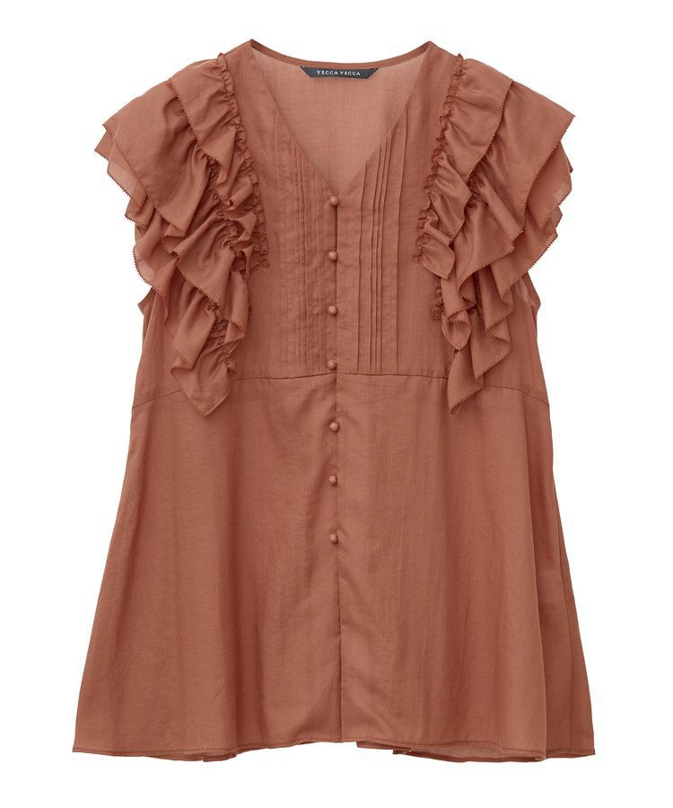 YECCA VECCA「ラッフルVネックブラウス」|シャツ・ブラウス|