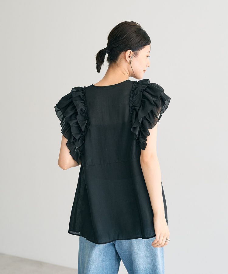 YECCA VECCA「ラッフルVネックブラウス」|シャツ・ブラウス|