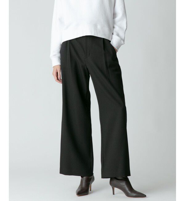 allureville「◇ウールライクポリBIGバックルパンツ」|その他|ブラック