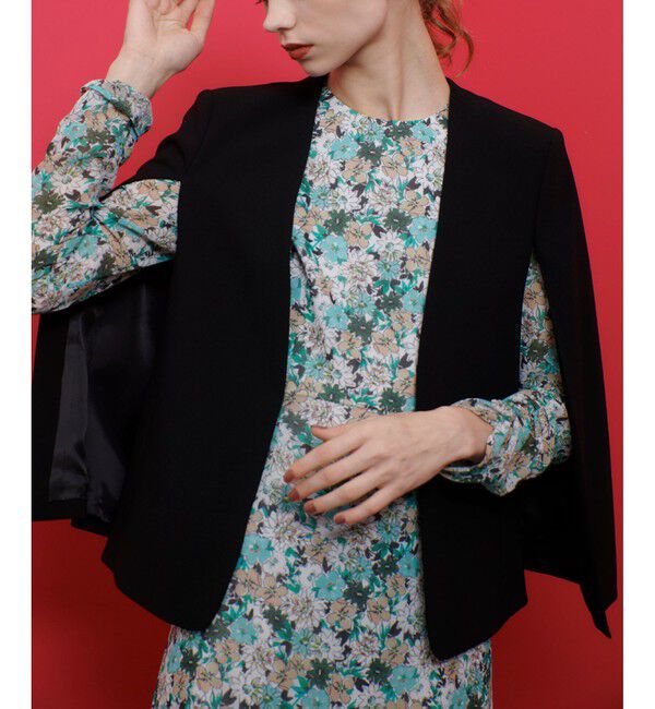 LOULOU WILLOUGHBY「【LOULOU WILLOUGHBY】◇リトルブラックケープジャケット」|ノーカラージャケット|