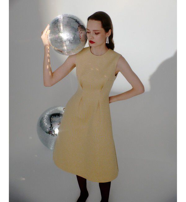 LOULOU WILLOUGHBY「【LOULOU WILLOUGHBY】スパークルジャガードノースリーブワンピース」|ワンピース|