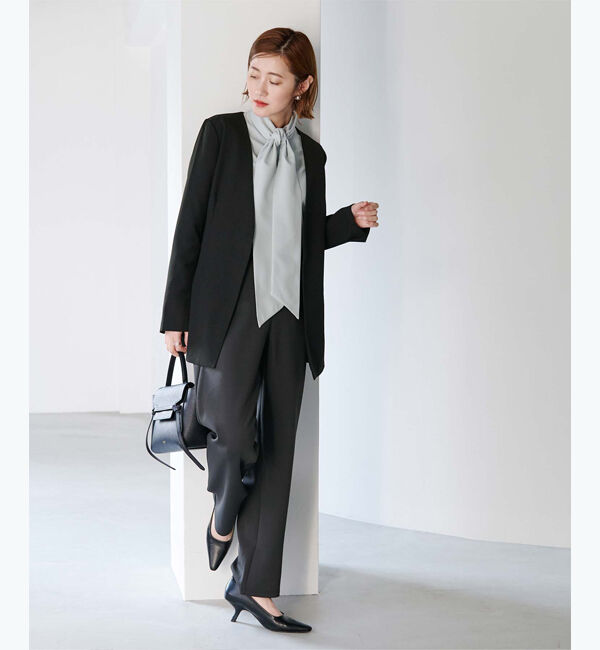 ur's「ベーシックノーカラーVネックジャケット」|ノーカラージャケット|