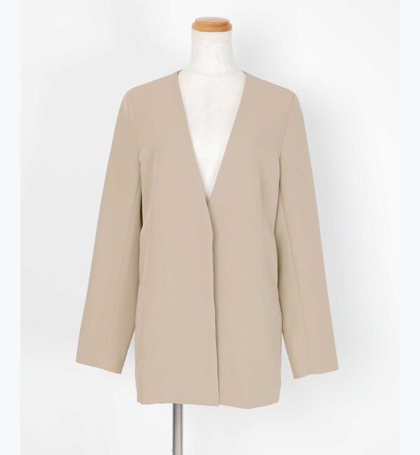 ur's「ベーシックノーカラーVネックジャケット」|ノーカラージャケット|