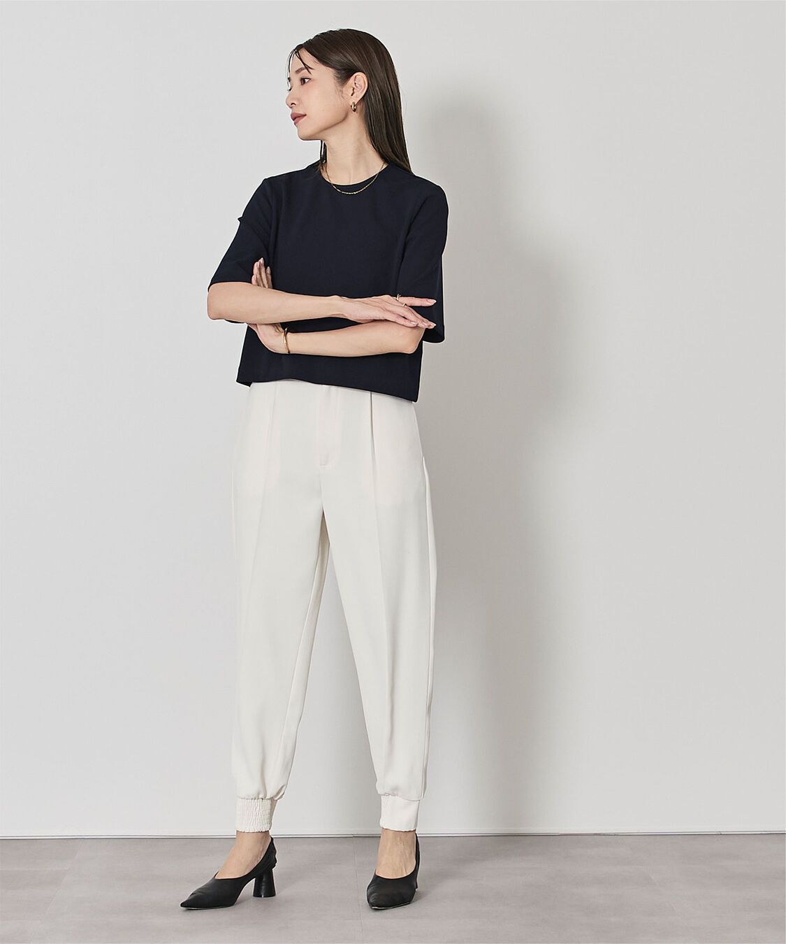 ur's「カットジョーゼットクルーネッククロップドプルオーバー」|Tシャツ・カットソー|