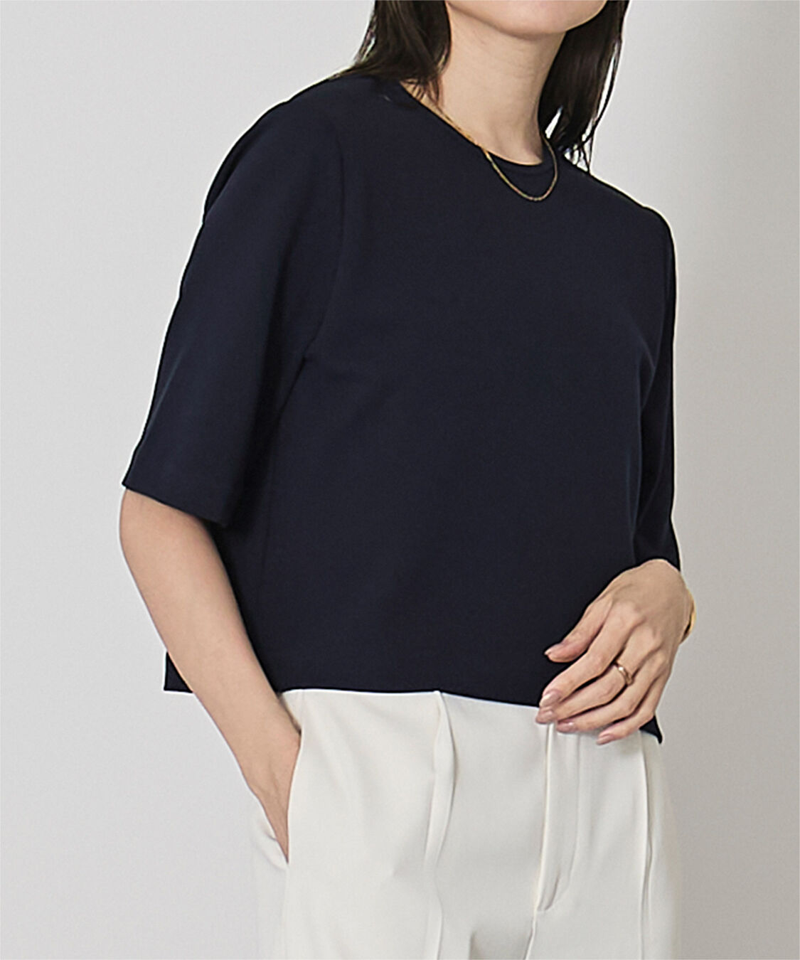 ur's「カットジョーゼットクルーネッククロップドプルオーバー」|Tシャツ・カットソー|