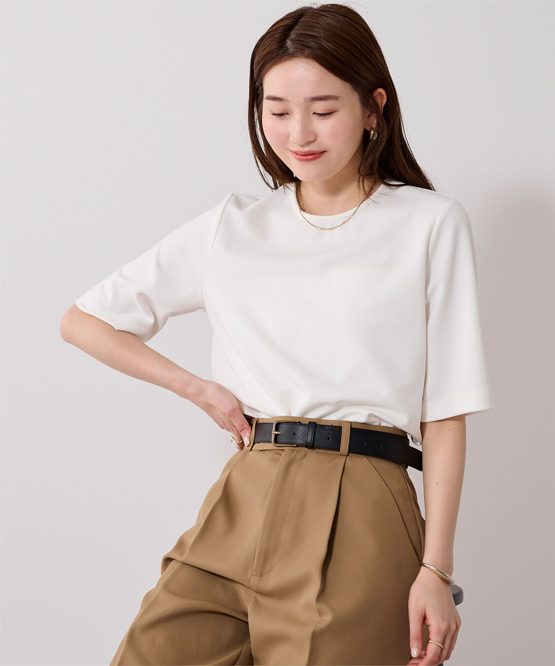 ur's「カットジョーゼットクルーネッククロップドプルオーバー」|Tシャツ・カットソー|ホワイト