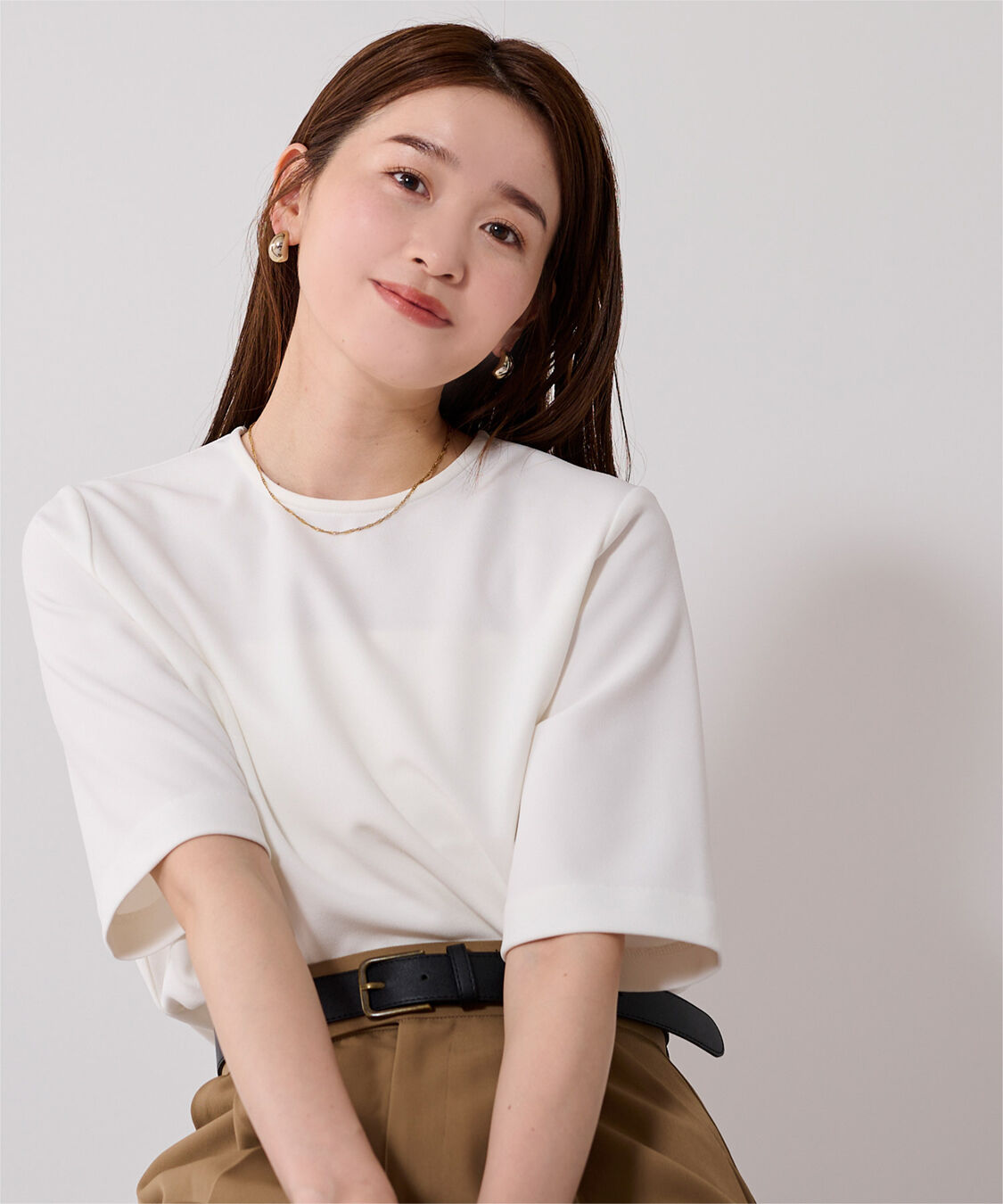 ur's「カットジョーゼットクルーネッククロップドプルオーバー」|Tシャツ・カットソー|