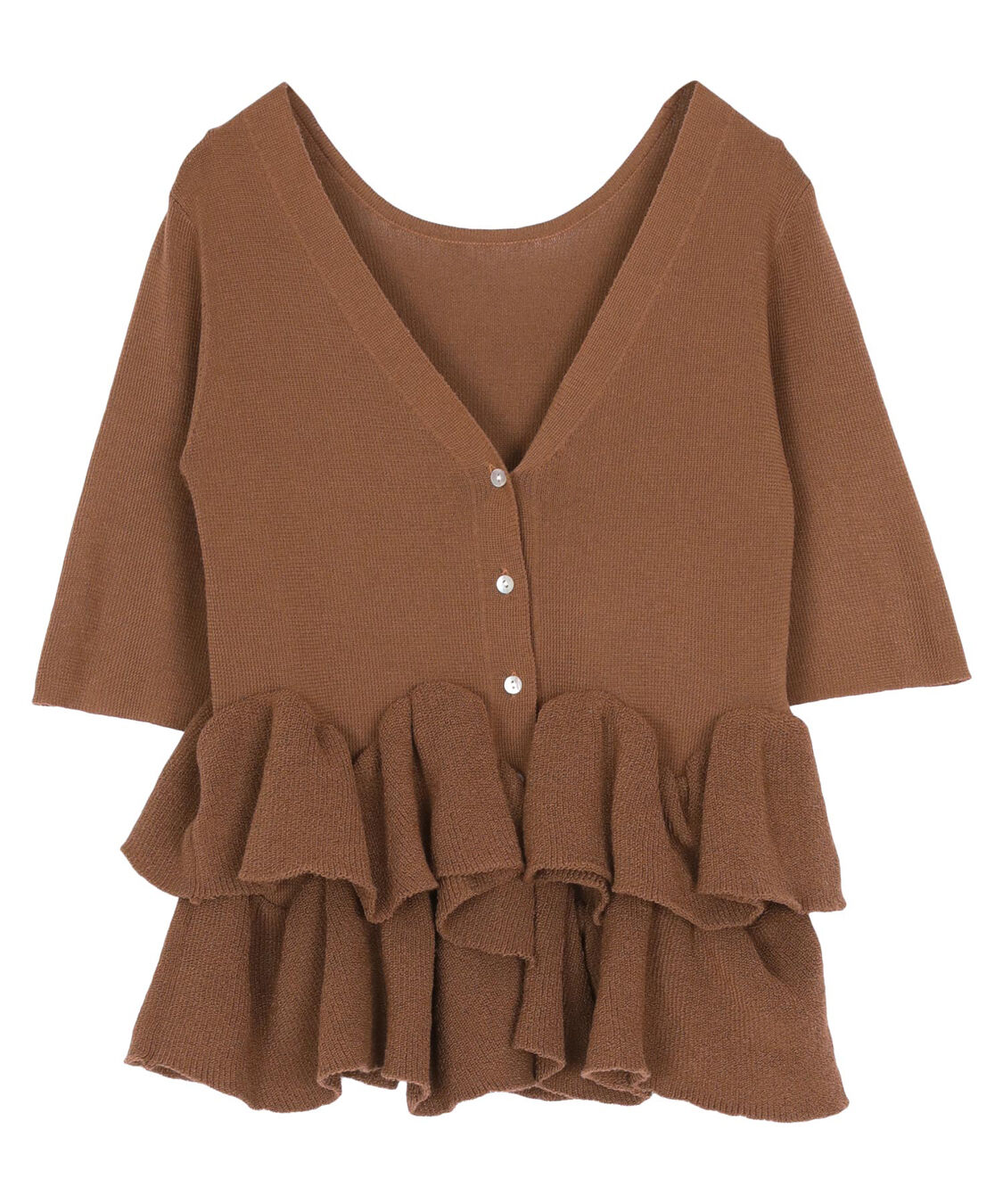 titivate「ハーフスリーブフリルヘムニットカーディガン」|ニット・セーター|