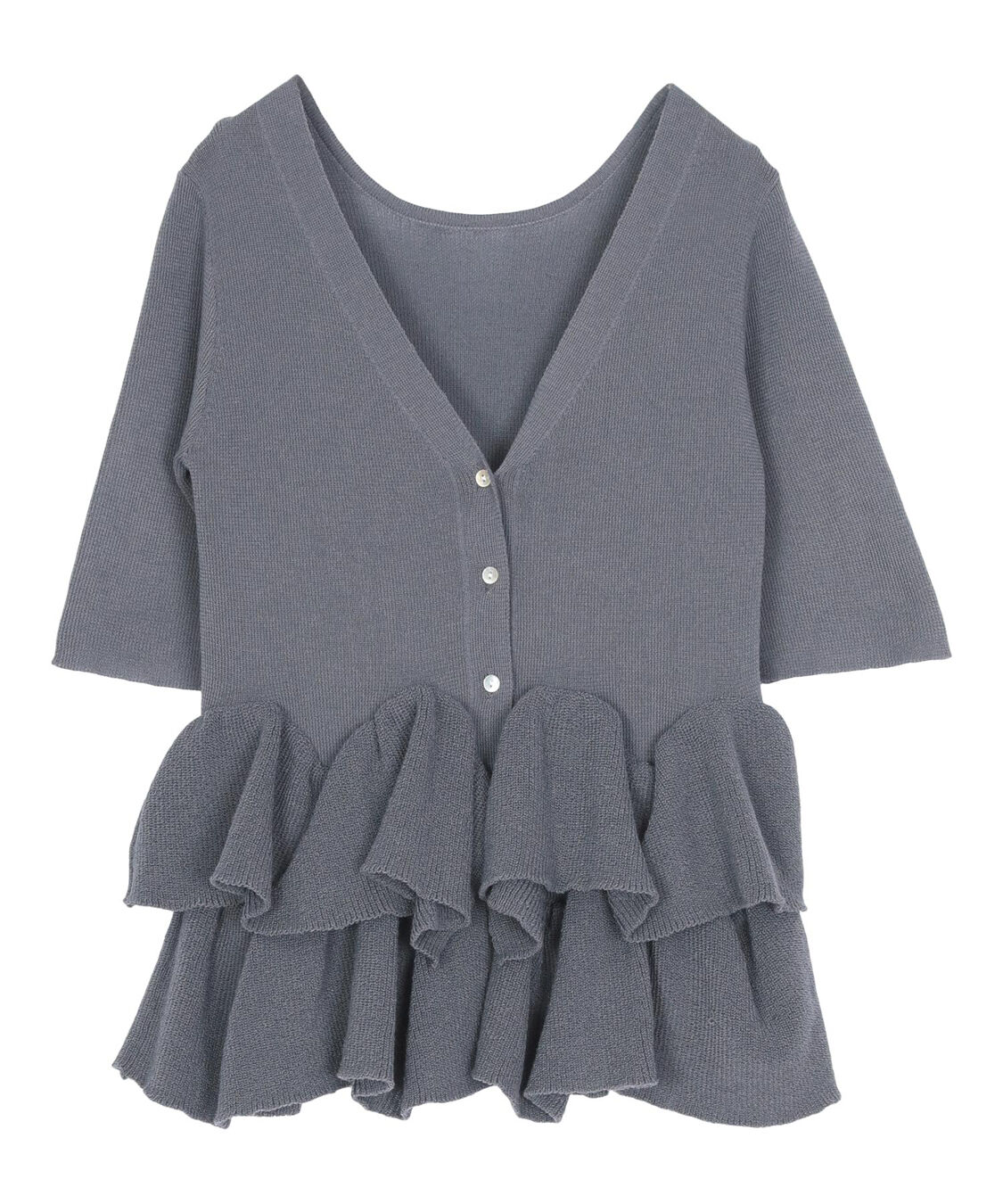 titivate「ハーフスリーブフリルヘムニットカーディガン」|ニット・セーター|