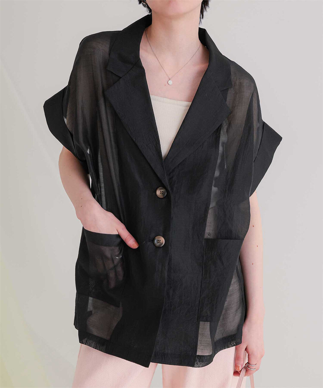 titivate「シアーハーフスリーブジャケット」|テーラードジャケット|