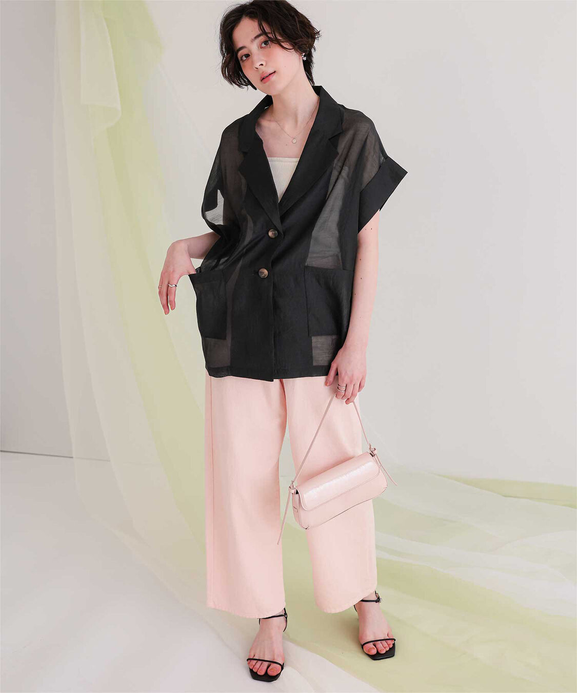 titivate「シアーハーフスリーブジャケット」|テーラードジャケット|